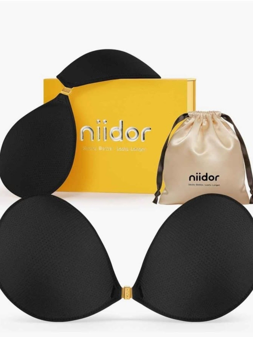 Black Adhesive Strapless Silicone Bra with Front Closure